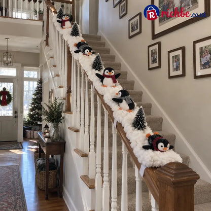 🐧 Light-Up Penguin Christmas Stair Garland – Turn Your Banister Into a Winter Wonderland ✨