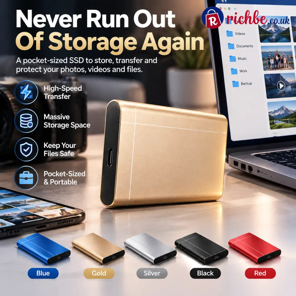 🔥 Limited-Time 49% OFF💾 Ultra Portable SSD Drive – High-Speed Storage Upgrade For Photos Videos & Files
