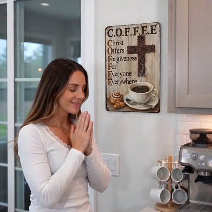 ☕ Christian Coffee Metal Wall Art(8*12in)