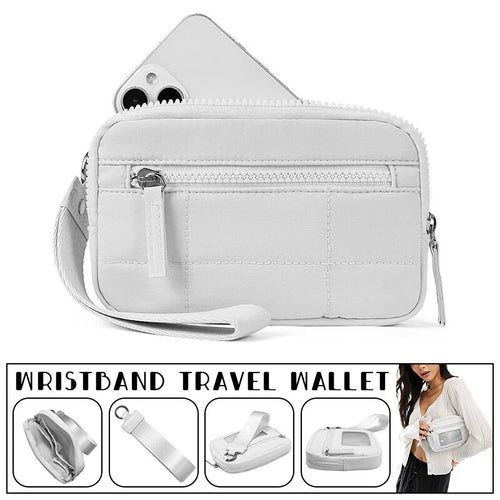 Wristband Travel Wallet Wristlet Nylon Quilted Purse Women Credit Card Holder