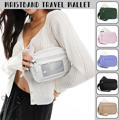 Wristband Travel Wallet Wristlet Nylon Quilted Purse Women Credit Card Holder