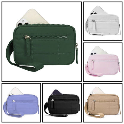 Wristband Travel Wallet Wristlet Nylon Quilted Purse Women Credit Card Holder