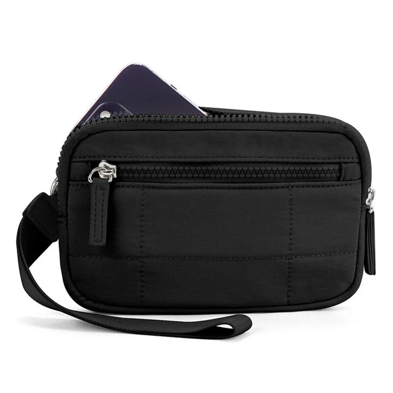 Wristband Travel Wallet Wristlet Nylon Quilted Purse Women Credit Card Holder