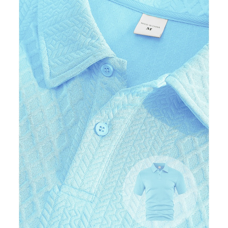🔥Hot Sale💥Men’s Diamond Pattern Turn-Down Collar Short Sleeve Top & Drawstring Shorts 2-Piece Set