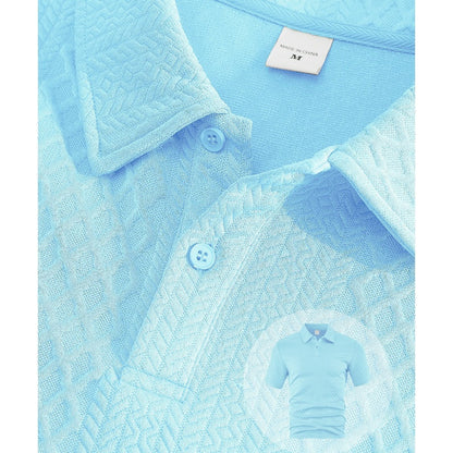 🔥Hot Sale💥Men’s Diamond Pattern Turn-Down Collar Short Sleeve Top & Drawstring Shorts 2-Piece Set