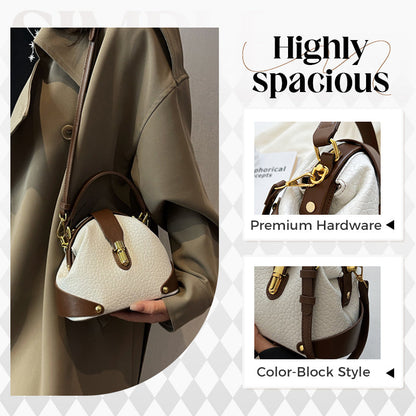 👜✨ Color-Blocked Bag – Stylish, Metal Hardware, Multi-Way 🧳
