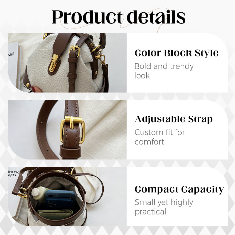 👜✨ Color-Blocked Bag – Stylish, Metal Hardware, Multi-Way 🧳