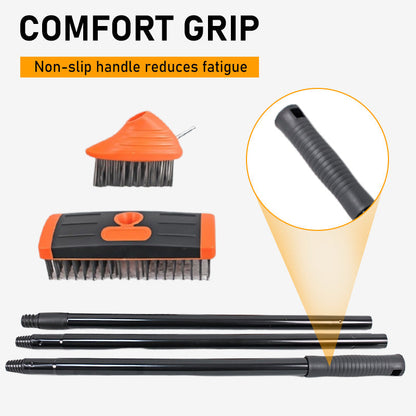 🌿 Hot Sale!🧹 3-in-1 Weeding Wire Brush Tools Set – Durable Steel Brushes, Ergonomic Handle & Perfect for Patios, Driveways & Garden Paths 🏡