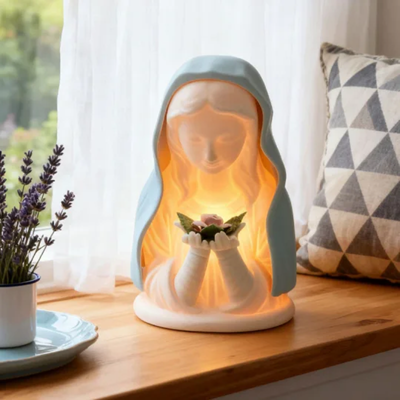 Elegant Religious LED Night Light – Sculptural Design, Warm Ambient Light & Battery-Powered (Spiritual Decoration for Home!)