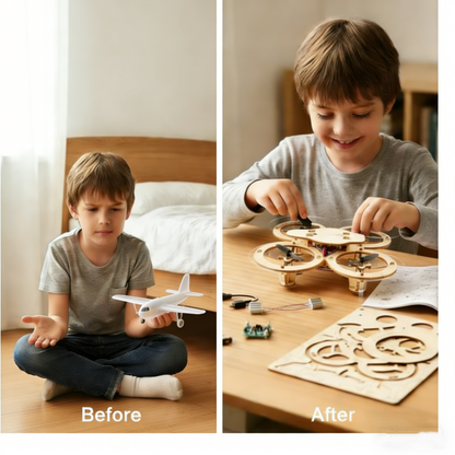 🎁HOT SALE🔥🧩 DIY Wooden Drone Building Kit 🚁