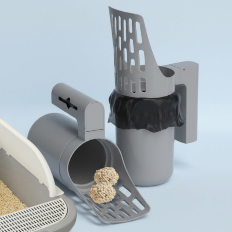 📢⏰ Self-Cleaning Litter Scoop with Waste Bin – Easy One-Handed Use 🧹🗑️