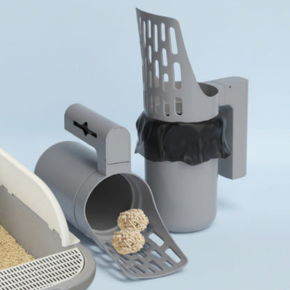 📢⏰ Self-Cleaning Litter Scoop with Waste Bin – Easy One-Handed Use 🧹🗑️