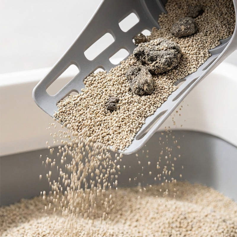 📢⏰ Self-Cleaning Litter Scoop with Waste Bin – Easy One-Handed Use 🧹🗑️