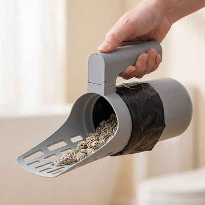 📢⏰ Self-Cleaning Litter Scoop with Waste Bin – Easy One-Handed Use 🧹🗑️