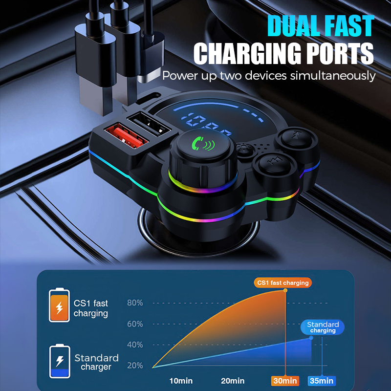 📻🚗 Universal Dual-Port Car FM Bluetooth Transmitter – Wireless Music, Hands-Free Calling & Dual USB Charger 🔌