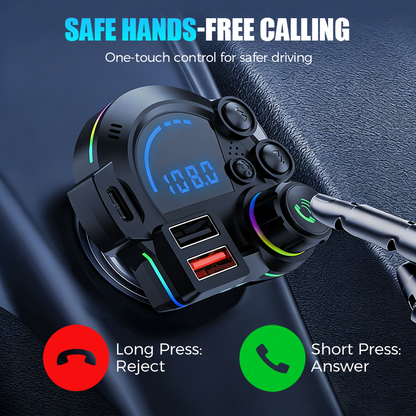 📻🚗 Universal Dual-Port Car FM Bluetooth Transmitter – Wireless Music, Hands-Free Calling & Dual USB Charger 🔌