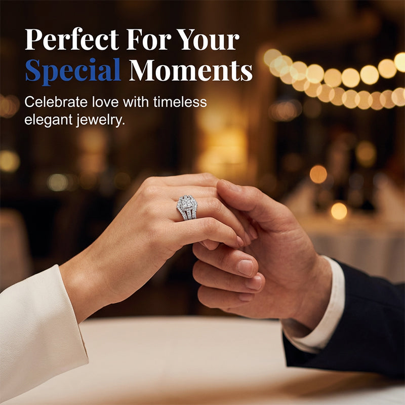 💍 💥 Bague Femme Zircone Cubique Taille Princesse – Sertissage Pavé, Anneau Multi-Couches, Éclat Brillant ✨