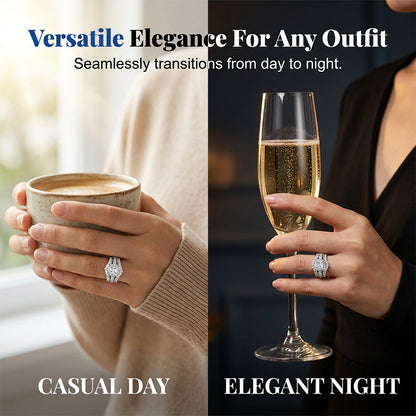 💍 💥 Bague Femme Zircone Cubique Taille Princesse – Sertissage Pavé, Anneau Multi-Couches, Éclat Brillant ✨