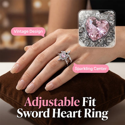 📢Vintage Adjustable Sword Piercing Heart Ring Set🔥Buy 1 Get 1 Free (2 pcs)