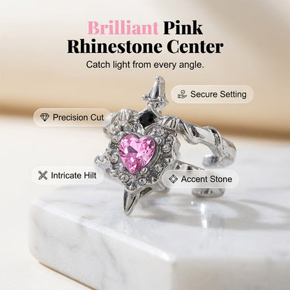 📢Vintage Adjustable Sword Piercing Heart Ring Set🔥Buy 1 Get 1 Free (2 pcs)