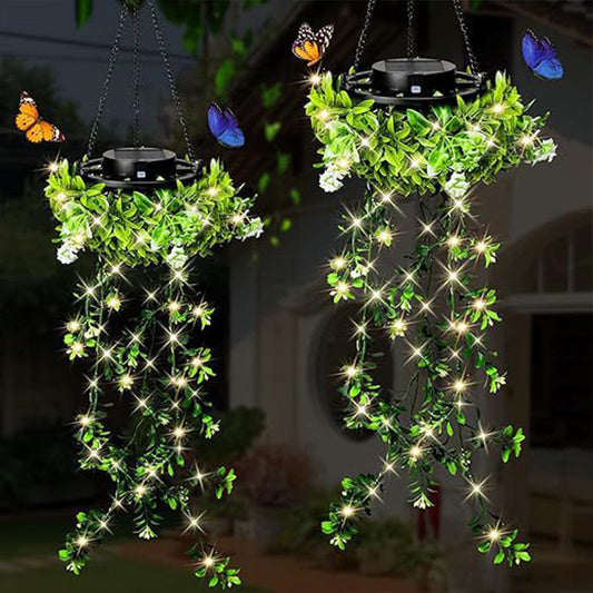 🌿🪴Solar Hanging Grass Light – Realistic Foliage, Warm White, IP65 ✨