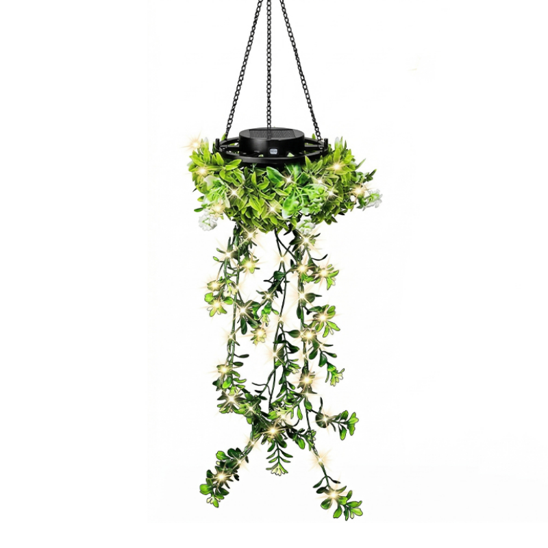 🌿🪴Solar Hanging Grass Light – Realistic Foliage, Warm White, IP65 ✨