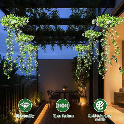 🌿🪴Solar Hanging Grass Light – Realistic Foliage, Warm White, IP65 ✨