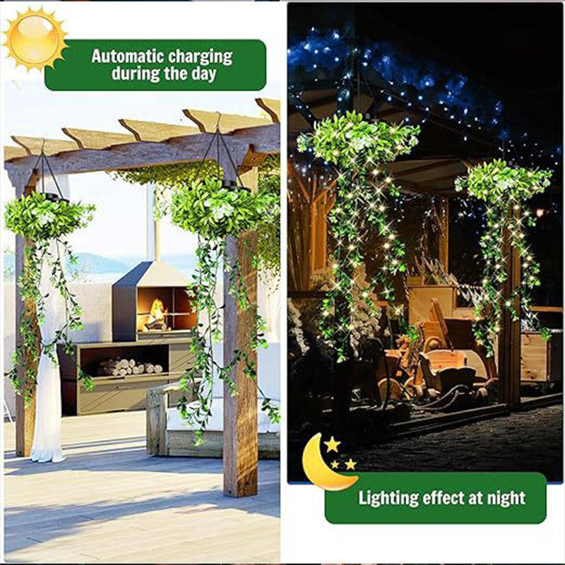 🌿🪴Solar Hanging Grass Light – Realistic Foliage, Warm White, IP65 ✨
