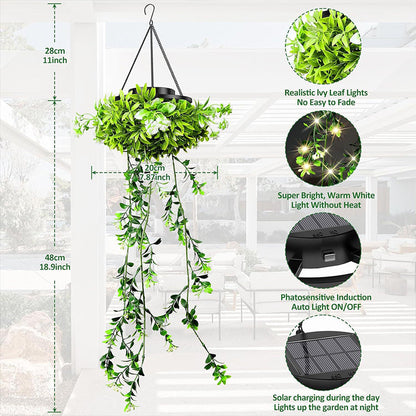 🌿🪴Solar Hanging Grass Light – Realistic Foliage, Warm White, IP65 ✨