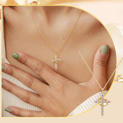 👑 💫 Crown with Cross Pendant Necklace – Elegant Faith-Inspired Design – Double-sided detail & gold/silver options – perfect for daily wear 💛✨