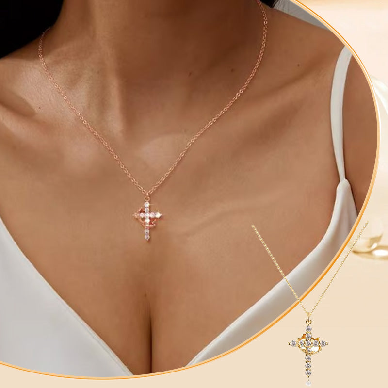 👑 💫 Crown with Cross Pendant Necklace – Elegant Faith-Inspired Design – Double-sided detail & gold/silver options – perfect for daily wear 💛✨