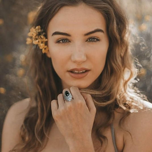 💍✨ Women's Vintage Black Statement Ring – Marcasite, Sizes 6-10 🌙