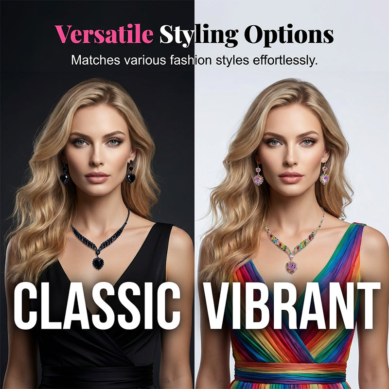💎Sparkling Heart Jewelry Set – Necklace & Earrings, Elegant, Lightweight 💖