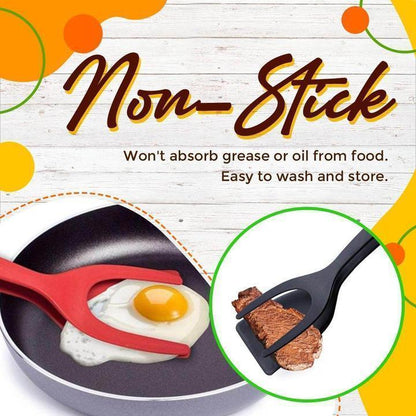 📢⏰ 2-in-1 Spatula Clip – Heat-Resistant Silicone & Non-Slip Handle – Kitchen Cooking Essential✨Buy 1 Get 1 Free(2 pcs)