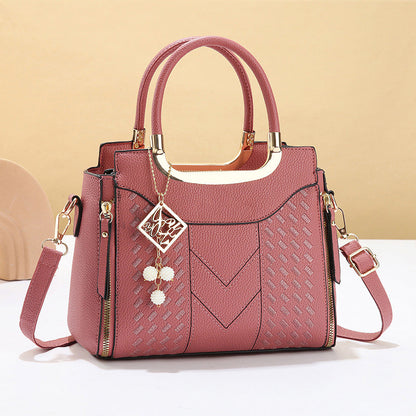 ⏰Women's V-Stitched Satchel – Gold Hardware, Multi-Compartment, Top-Handle 🌸