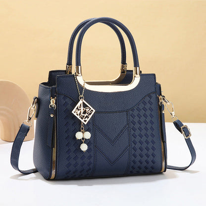 ⏰Women's V-Stitched Satchel – Gold Hardware, Multi-Compartment, Top-Handle 🌸