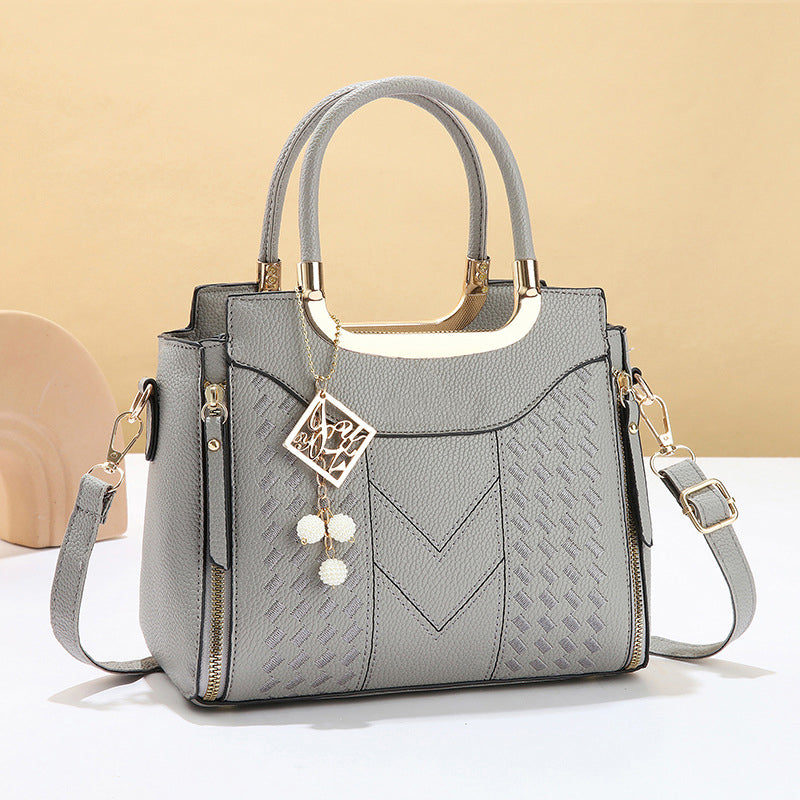 ⏰Women's V-Stitched Satchel – Gold Hardware, Multi-Compartment, Top-Handle 🌸