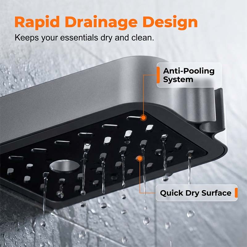 Drill-Free Shower Caddy Shelf for Slide Bar