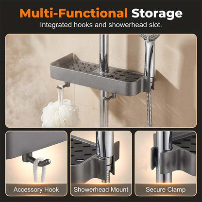 Drill-Free Shower Caddy Shelf for Slide Bar