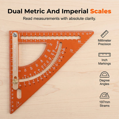 📐 ✨ Precision Woodworking Triangle Square – Alloy, Adjustable, Anti-Rust 🛠️