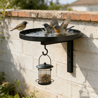 📢📢40% OFF !!!⏰Wall-Mounted Metal Bird Bath – Antique Bronze Finish 🐦🛁🧱🏡