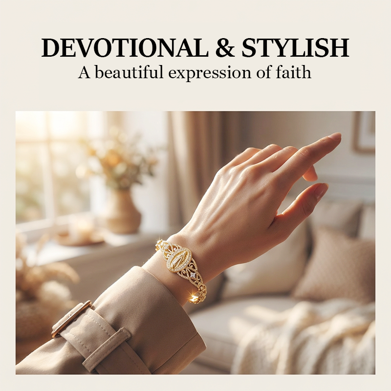 Elegant Hollow Flower Virgin Mary Bracelet