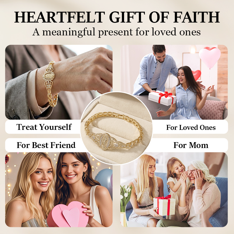 Elegant Hollow Flower Virgin Mary Bracelet
