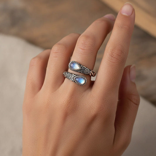 📢📢BUY 1GET 1 FREE ⏰Vintage Adjustable Open Ring with Teardrop Glowing Zircon