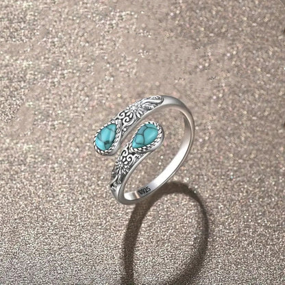 📢📢BUY 1GET 1 FREE ⏰Vintage Adjustable Open Ring with Teardrop Glowing Zircon
