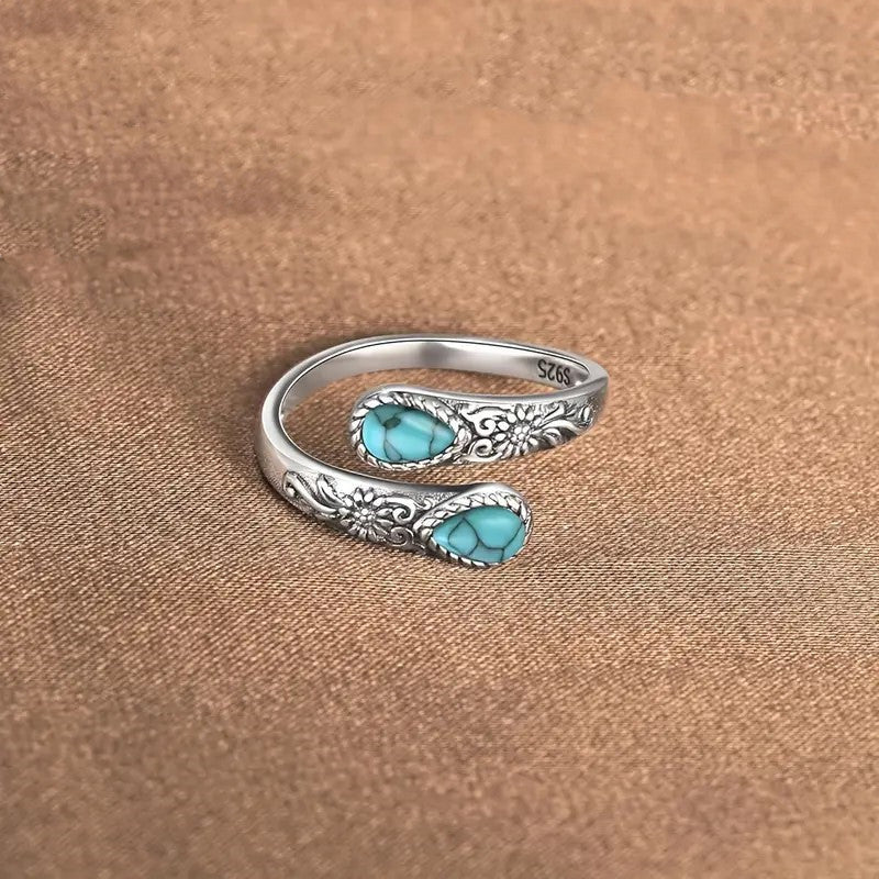📢📢BUY 1GET 1 FREE ⏰Vintage Adjustable Open Ring with Teardrop Glowing Zircon