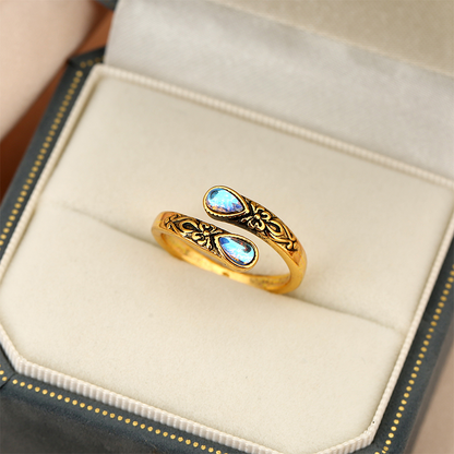 📢📢BUY 1GET 1 FREE ⏰Vintage Adjustable Open Ring with Teardrop Glowing Zircon