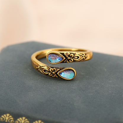 📢📢BUY 1GET 1 FREE ⏰Vintage Adjustable Open Ring with Teardrop Glowing Zircon