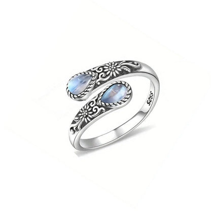 📢📢BUY 1GET 1 FREE ⏰Vintage Adjustable Open Ring with Teardrop Glowing Zircon