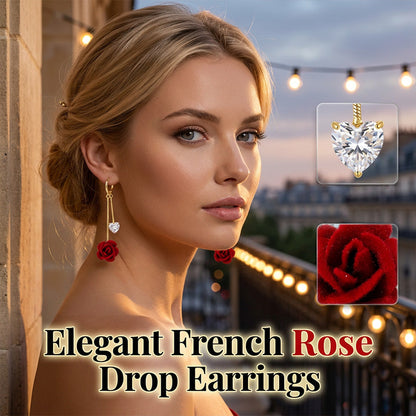 🌹French Vintage Red Rose Dangle Earrings